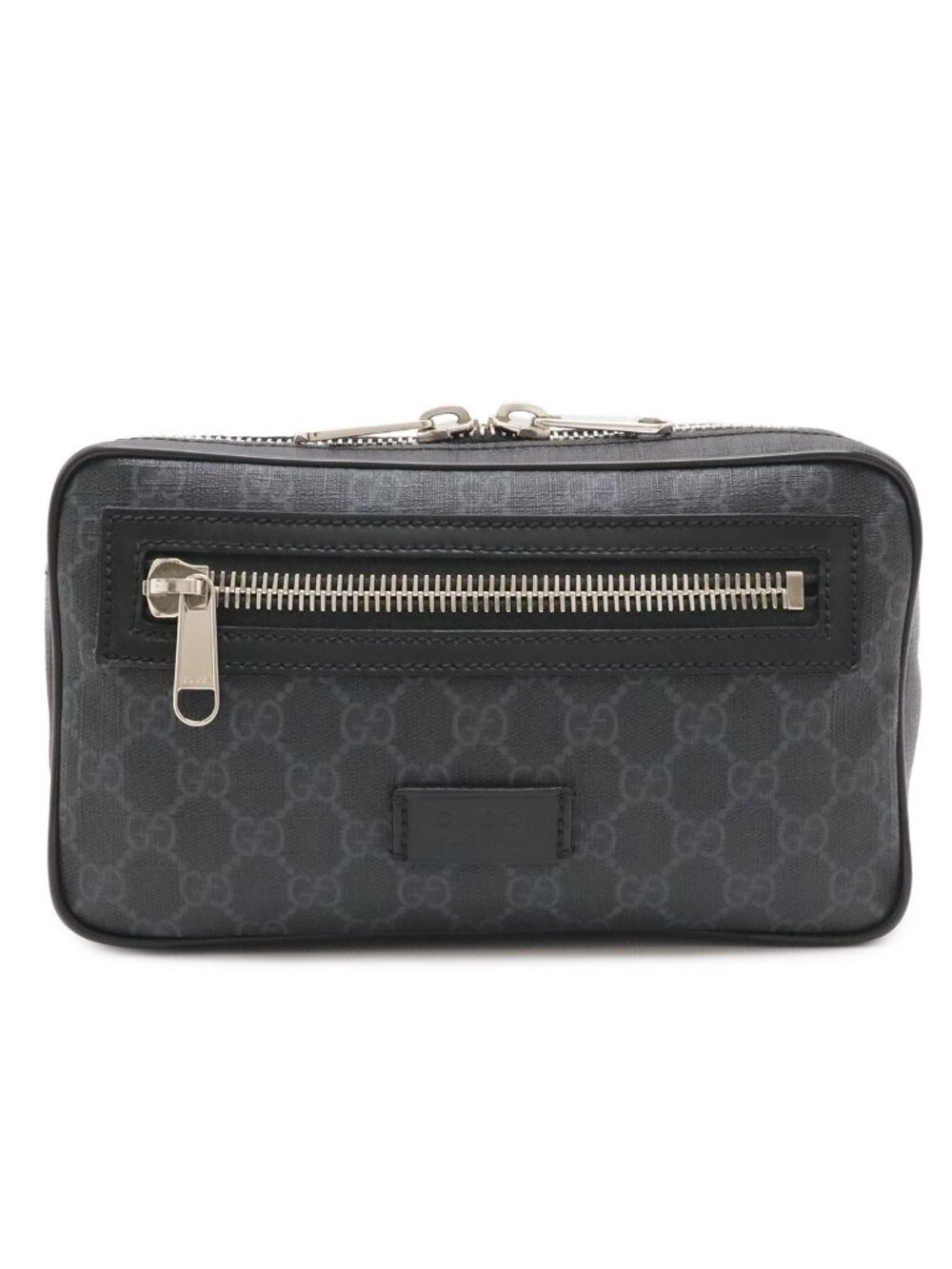 Gucci Courier Soft GG Supreme Web Line Waist Bag Applique Leather Black